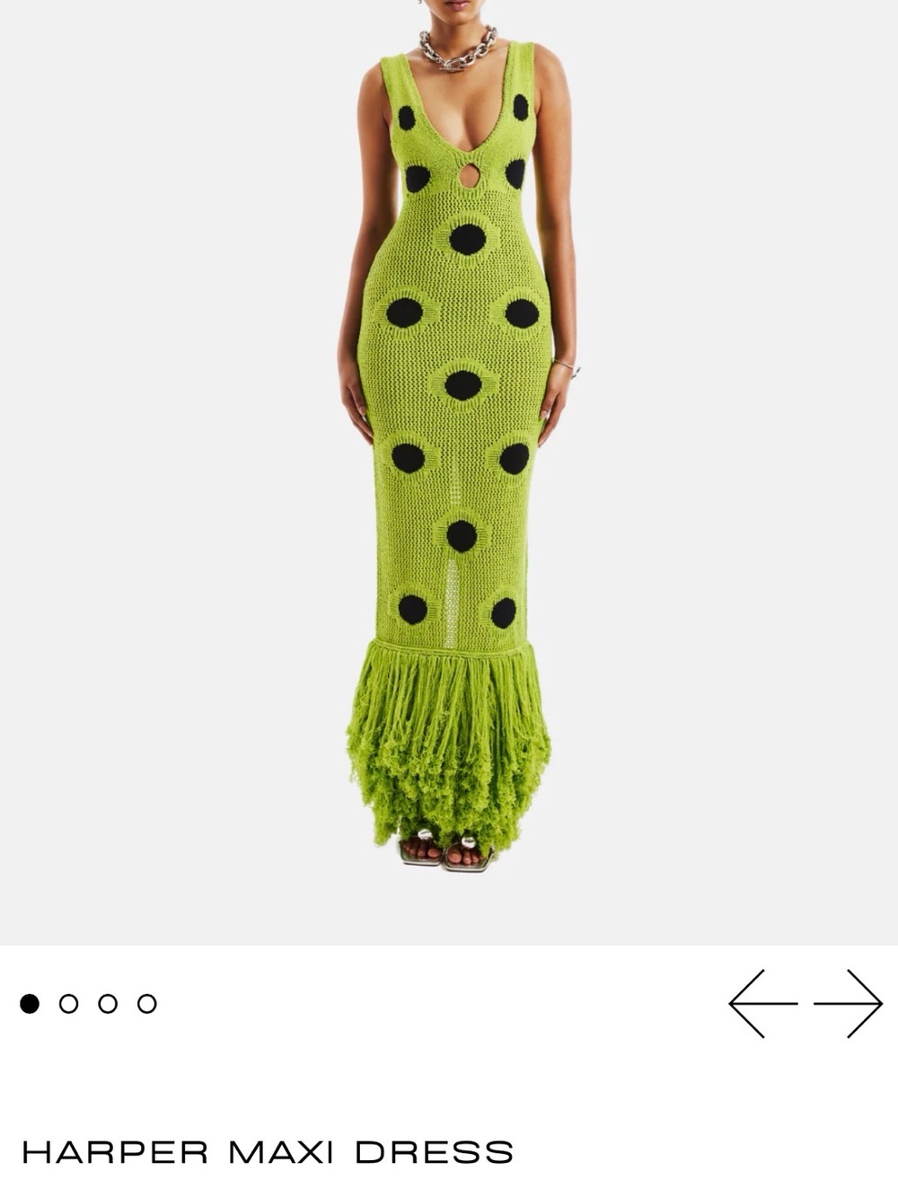 💚HARPER Lime Green Maxi Dress with Black Polka Accents
